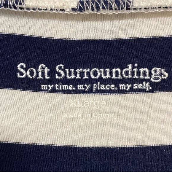 Soft Surroundings Dress Women’s Size XL Navy White Stripes Jersey Wrap Dress - Picture 10 of 12